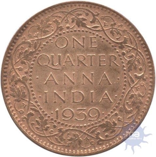 Copper One Quarter Anna of King George VI of Bombay Mintt of 1939.