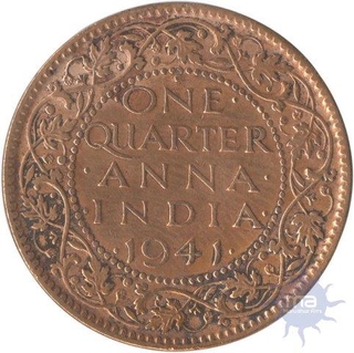 Copper One Quarter Anna of King George VI of 1941.