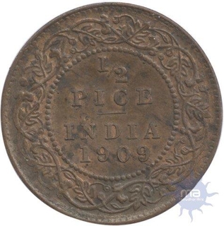 Copper Hallf Pice of King Edward VII of Calcutta Mint of 1909.