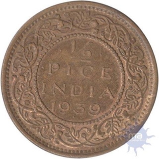 Copper Hallf Pice of King George VI of Bombay Mint of 1939.