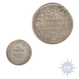 Silver Half Rupee And One Fourth Rupee of Victoria Empress of Bombay Mint of 1887.