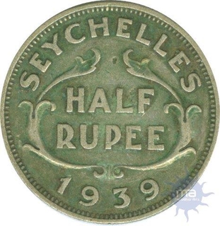 Silver Half Rupee of Seychelles of 1939.