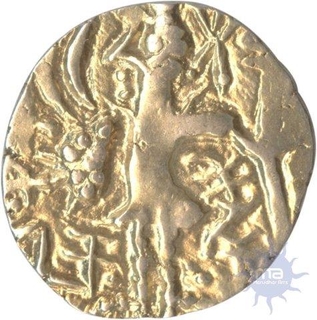 Base Gold Coin of Shri Vinayaditya of Karkotakas of Kashmir of Kushan Dynasty.