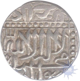 Silver Half Rupee of Ahmedabad Mint of Akbar Jalal Ud Din Muhammad.