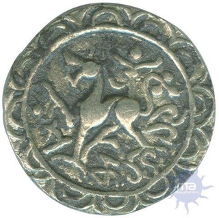 Silver Tanka of Amara Manikya with Queen Amaravati of Tripura.