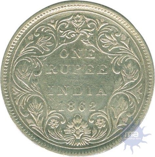 Silver One Rupee of Victoria Queen of Bombay Mint of 1862.