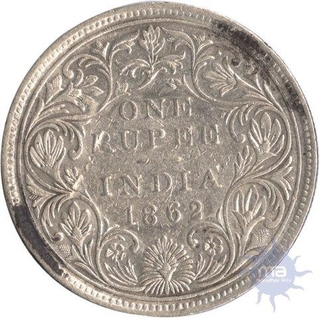 Silver One Rupee of Victoria Queen of 1862.