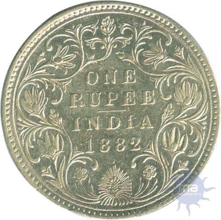 Silver One Rupee of Victoria Empress of Bombay Mint of 1882.