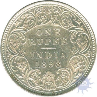 Silver One Rupee of Victoria Empress of Calcutta Mint of 1898.