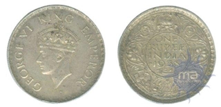 Silver One Rupee of King George VI of Bombay & Calcutta Mint of 1938.