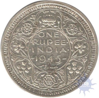 Silver One Rupee of King George VI of Bombay Mint of 1945.