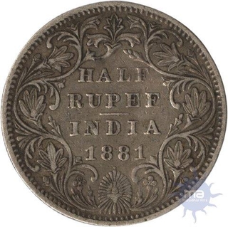 Silver Half Rupee of Victoria Empress of Bombay Mint of 1881.