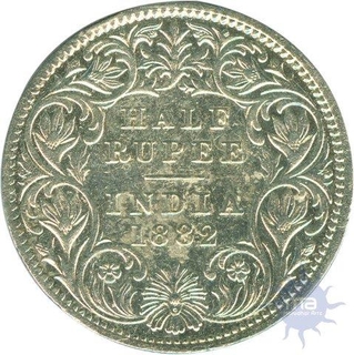 Silver Half Rupee of Victoria Empress of Calcutta Mint of 1882.