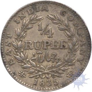 Silver One Fourth Rupee of King William IIII of 1835.