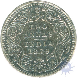 Silver Two Annas of Victoria Empress of Calcutta Mint of 1879.