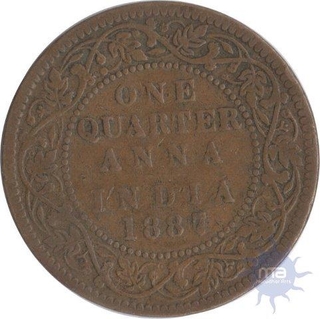 Copper One Quarter Anna of Victoria Empress of 1887.