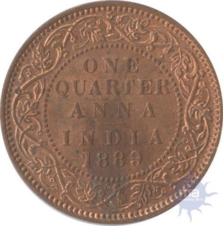 Copper One Quarter Anna of Victoria Empress of 1889.