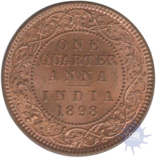 Copper One Quarter Anna of Victoria Empress of Calcutta Mint of 1898.