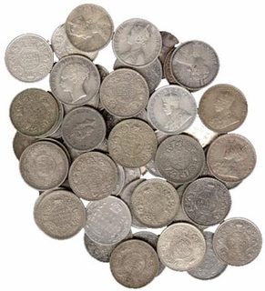 Complete Set of Silver Coins of British India.