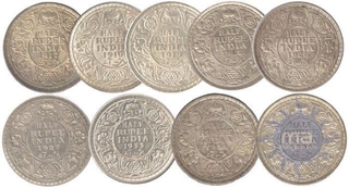 Silver Half Rupee (9) of King George V.