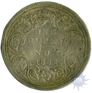 Silver One Rupee of Victoria Queen of 1862.