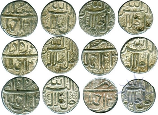 Silver Rupee Coins of Akbar of  Ahmadabad Mint.