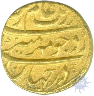 Gold Mohur Coin of Aurangzeb Alamgir of Burhanpur Mint.