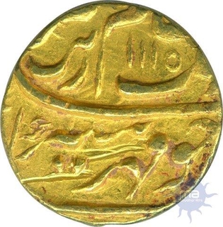 Gold Mohur Coin of Aurangzeb Alamgir of Zafarabad Mint.