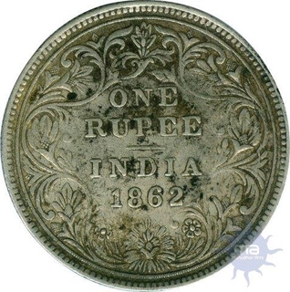 Silver One Rupee Coin  of  Victoria Queen of 1862.