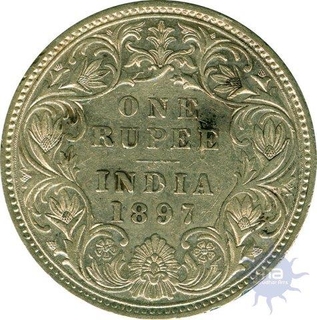 Silver One Rupee Coin of  Bombay Mint of 1897.