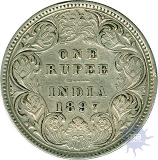 1897, Silver One Rupee, Calcutta, About Extremely Fine, Rare.