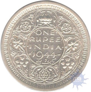 Silver One Rupee Coin of King George VI of Lahore Mint of 1944.