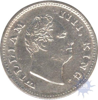 Silver Quarter Rupee Coin of King William IIII of Bombay Mint of 1835.