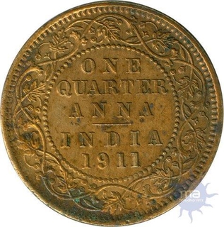 Bronze Quarter Anna Coin of King  George V of Calcutta Mint of 1911.