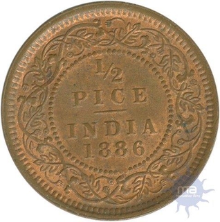 Copper Half  Pice Coin of  Victoria Empress of Calcutta Mint of 1886,