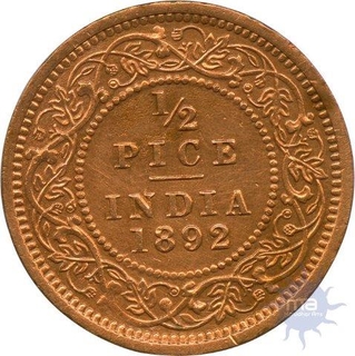 Copper Half  Pice Coin of  Victoria Empress of Calcutta Mint of 1892.