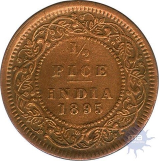 Copper Half  Pice Coin of  Victoria Empress of Calcutta Mint of 1895.