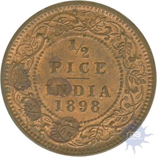 Copper Half Pice Coin of  Victoria Empress of  Calcutta Mint of 1898.