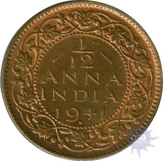 Bronze One Twelfth Anna Coin of King George Vi of Bombay Mint of 1941.