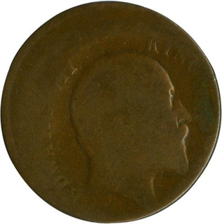 Error Bronze One Quarter Anna Coin of King  Edward VII of 1907.