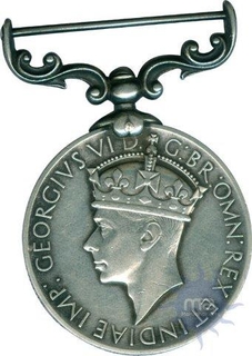 Silver Medal of King George VI of  For Long Service And Good Conducted India of 1938.