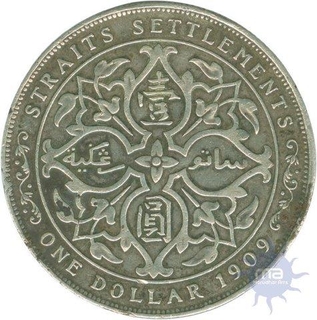 Silver Dollar of King  Edward VII and Emperor Straits Settlements of 1909.