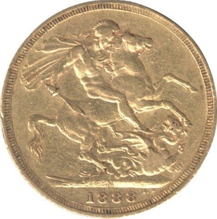 Gold Sovereign Coin of  Melbourn Mint of UK of  1880.