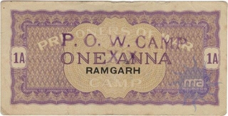 One  Anna of Prisoners of War  World War II of Ramgarh overprinted in Black of Ramgarh.