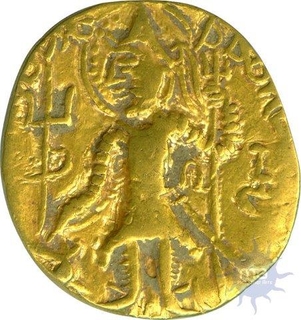 Gold Dinar of Vasudeva of Kushan Dynasty.