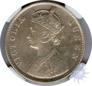 Silver One Rupee of Victoria Queen of Bombay MInt.