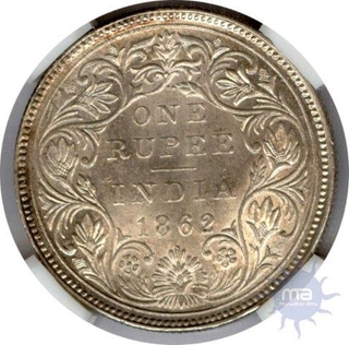 Silver One Rupee of  Victoria Queen of Bombay Mint.