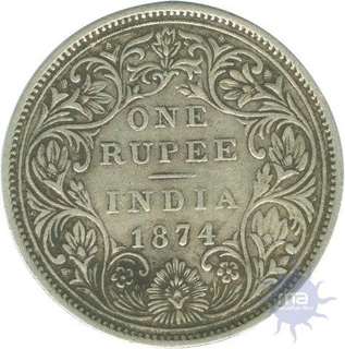 Silver One Rupee of Victoria Queen of 1874.