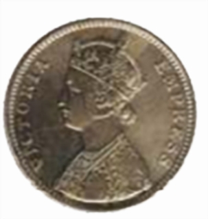 Silver Rupee of Victoria Empress of Bombay Mint.