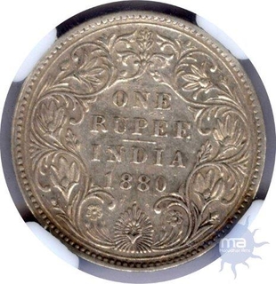 Silver One Rupee of  Victoria Empress of Bombay Mint.